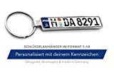 Schlüsselanhänger in Premiumqualität individuell personalisiert KFZ Autokennzeichen Nummernschild Autoschild Wunschkennzeichen Wunschtext Auto für Audi BMW Mercedes VW OPEL SKODA MAZDA Ford Porsche