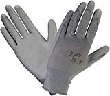 10 PAAR - Profi Arbeits-handschuhe Feinstrick Handschuh mit Soft-PU Beschichtung für Mechaniker Abbruch Renovierung Montage - Grau, Größe: 9