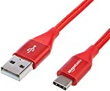 AmazonBasics - Verbindungskabel, USB Typ C auf USB Typ A, USB-2.0-Standard, doppelt geflochtenes Nylon, 3 m, Rot